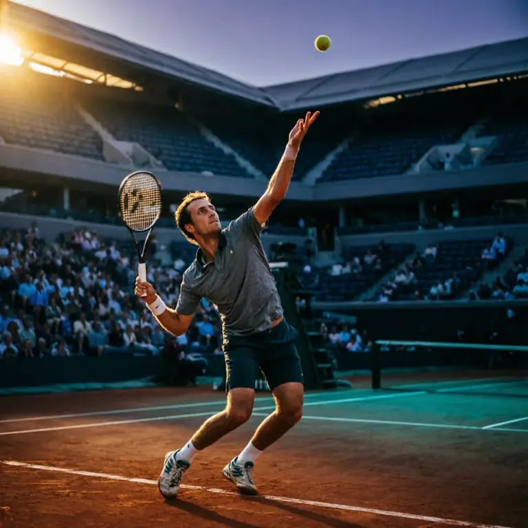 Joueur de tennis au service